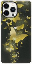 ADEL Siliconen Back Cover Softcase Hoesje Geschikt voor iPhone 13 Pro - Vlinder Goud