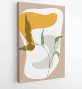 Earth tone boho gebladerte lijntekeningen tekenen met abstracte vorm. Abstract Plant Art-ontwerp voor print, omslag, behang, minimale en natuurlijke kunst aan de muur. 2 - Moderne