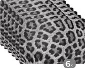 Placemat - Placemats kunststof - Luipaard print - zwart wit - 45x30 cm - 6 stuks - Hittebestendig - Anti-Slip - Onderlegger - Afneembaar