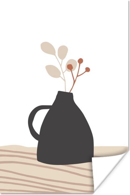 Affiche Summer - Bloem - Zwart - Wit - 80x120 cm