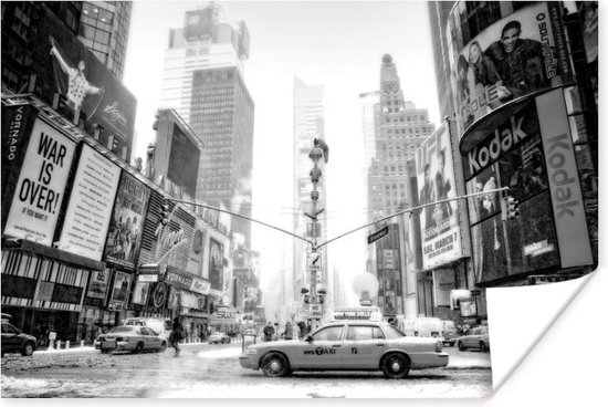 Poster New York - Auto - Taxi - Zwart - Wit