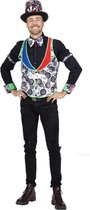 Wilbers & Wilbers - Dart Kostuum - Darts Gilet Barney Man - Zwart / Wit - Maat 52 - Carnavalskleding - Verkleedkleding