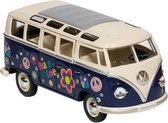 Metalen Volkswagen Microbus: Blauw Met Opdruk