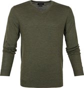 Profuomo Pullover Merino V-Hals Army - maat L