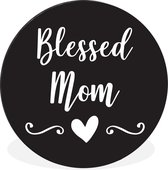 Citation de la fête des mères `` maman bénie '' sur fond noir Cercle mural en aluminium - ⌀ 30 cm - peinture ronde - impression photo sur aluminium / dibond / cercle mural / cercle vivant / cercle de jardin (décoration murale)