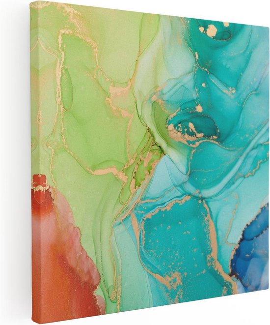 Artaza Canvas Schilderij Abstracte Kunst - Kleurrijke Marmer - 80x80 - Groot - Foto Op Canvas - Canvas Print