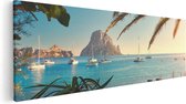Artaza Canvas Schilderij Ibiza Cala d'Hort Strand  - 120x40 - Groot - Foto Op Canvas - Canvas Print