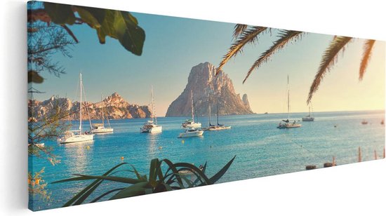 Artaza - Peinture sur toile - Ibiza Cala d'Hort Beach - 120x40 - Groot - Photo sur toile - Impression sur toile
