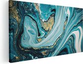 Artaza Canvas Schilderij Abstracte Luxe Kunst in het Blauw met Goud - 100x50 - Groot - Foto Op Canvas - Canvas Print