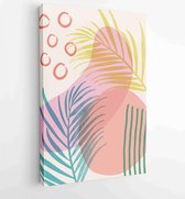 Canvas schilderij - Summer tropical wall arts vector. Palm leaves, coconut leaf, monstera leaf, line arts 3 -    – 1922500766 - 80*60 Vertical