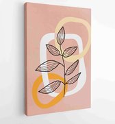 Canvas schilderij - Botanical wall art vector background set. Foliage line art drawing with watercolor 3 -    – 1904693053 - 115*75 Vertical
