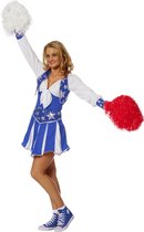 Wilbers & Wilbers - Cheerleader Kostuum - Dansende Cheerleader Luxe Blauw - Vrouw - Blauw - Maat 46 - Carnavalskleding - Verkleedkleding
