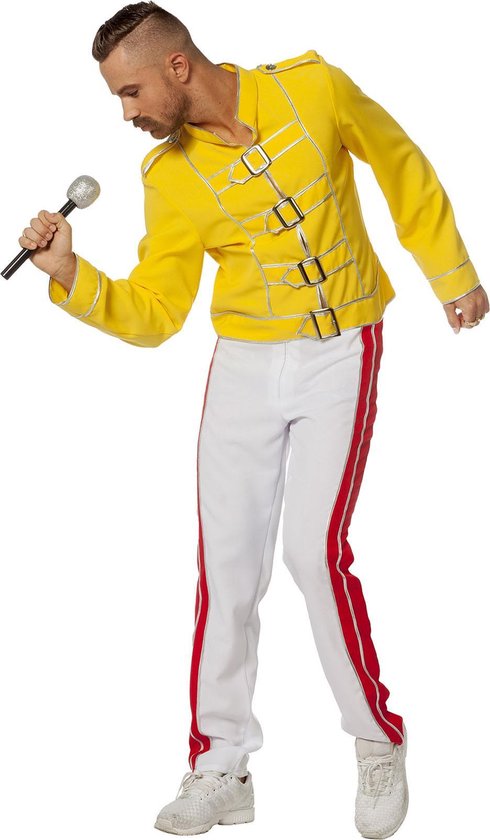 Wilbers & Wilbers - Queen Kostuum - King Freddy Bites The Dust - Man - Geel - Maat 56 - Carnavalskleding - Verkleedkleding