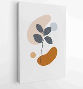 Canvas schilderij - Botanical wall art vector set. Earth tone boho foliage line art drawing with abstract shape. 4 -    – 1843215850 - 115*75 Vertical