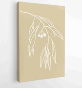 Canvas schilderij - Foliage line art drawing with abstract shape. Abstract Eucalyptus and Art design for print, cover, wallpaper, Minimal and natural wall art. 4 -    – 1823785571