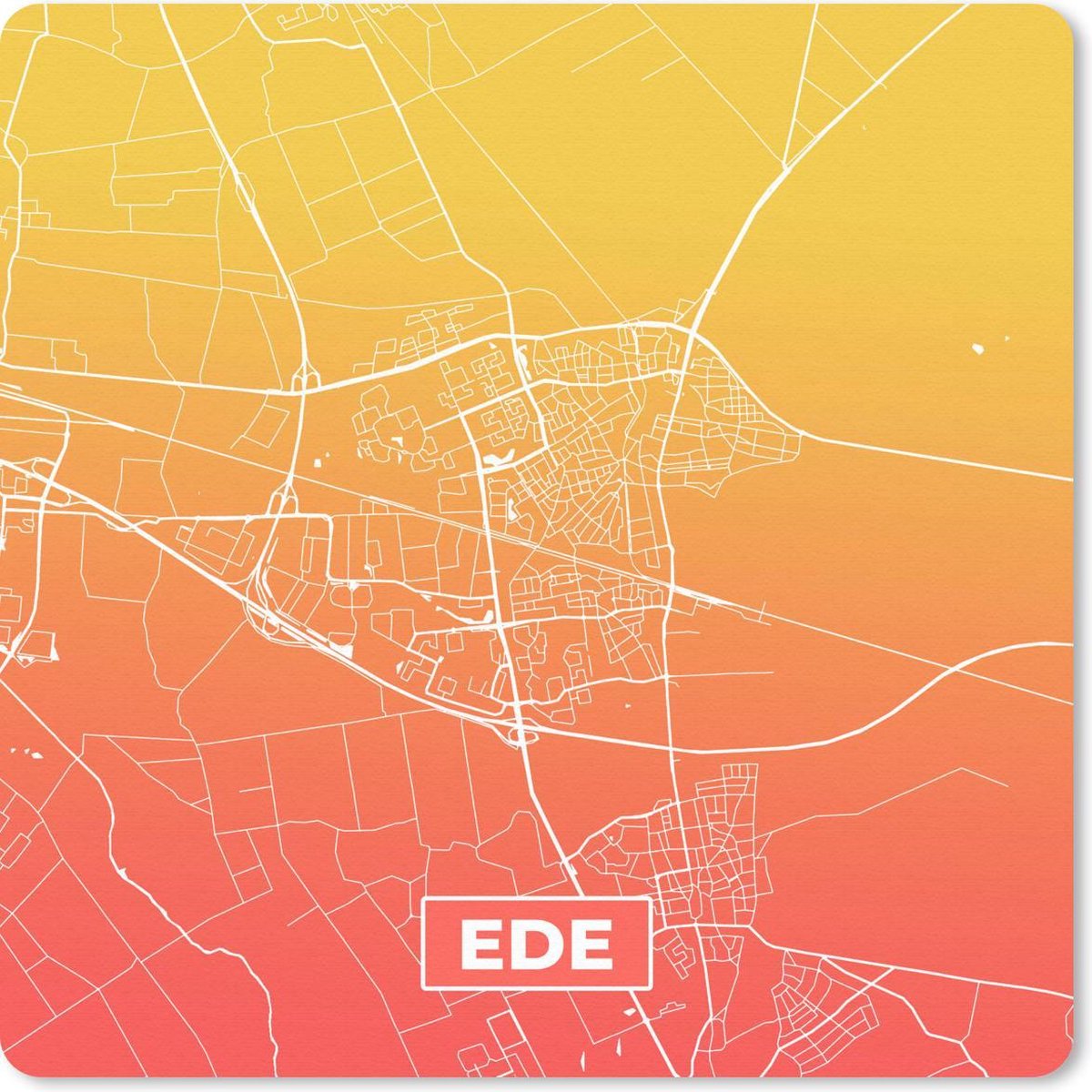 Muismat 30x30 cm - Mousepad Stadskaart - Ede - Oranje - Nederland - Muismatten