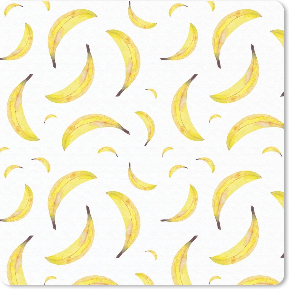 Muismat 20x20 cm - Mousepad Bananen - Wit - Sjablonen - Muismatten