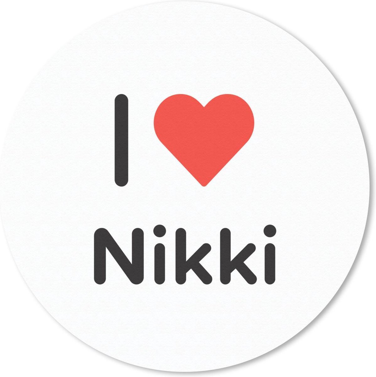Muismat rond 30x30 cm - Mousepad I love - Nikki - Meisje - Ronde muismatten