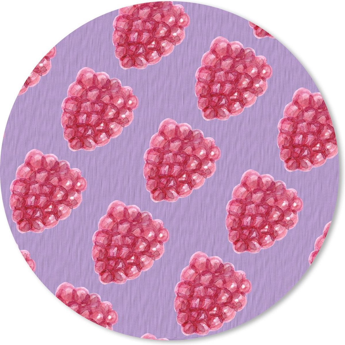 Muismat rond 40x40 cm - Mousepad Framboos - Fruit - Paars - Sjablonen - Ronde muismatten