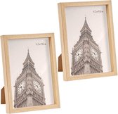 2x stuks kunststof fotolijst met hout look geschikt voor een foto van 13 x 18 cm