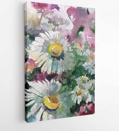 Canvas schilderij - Abstract bright colored decorative background . Floral pattern handmade . Beautiful tender romantic bouquet of spring wildflowers , made in the technique of wat