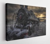 Canvas schilderij - Cold winter evening. the old locomotive covered with snow stands at the station on the site of its eternal parking -     780161047 - 50*40 Horizontal