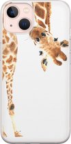 iPhone 13 hoesje siliconen - Giraffe - Soft Case Telefoonhoesje - Giraffe - Transparant, Bruin