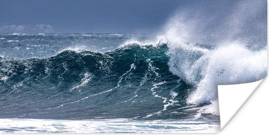 Wilde golven in de oceaan poster 80x40 cm - Foto print op Poster (wanddecoratie woonkamer / slaapkamer) / Zeeën en meren Poster / Zee en Strand