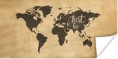 Wereldkaart Muur - Wereldkaart - Papyrus - Quote - 40x20 cm - Poster