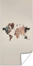 Poster Wereldkaart - Hout - Bruin - 60x120 cm