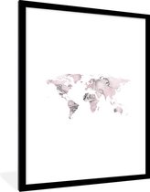Fotolijst incl. Poster - Wereldkaart - Verf - Wit - 60x80 cm - Posterlijst