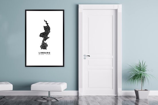 Fotolijst incl. Poster - Limburg - Nederland - Plattegrond - 80x120 cm - Posterlijst - Stadskaart