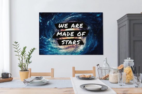 Tableau sur toile Proverbes - 'Nous sommes faits d'étoiles' - Étoiles - Citations - Garçons - Kids - Enfants - Filles - 120x80 cm - Décoration murale
