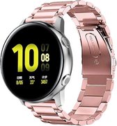 Strap-it Stalen schakel smartwatch bandje - geschikt voor Samsung Galaxy Watch Active / Active2 40 & 44mm / Galaxy Watch 3 41mm / Galaxy Watch 1 42mm / Gear Sport - rosé pink