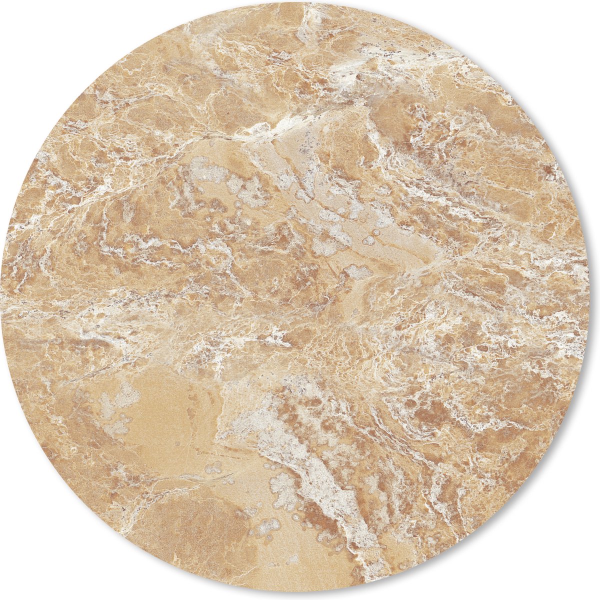 Muismat rond 20x20 cm - Mousepad Marmer - Wit - Bruin - Ronde muismatten