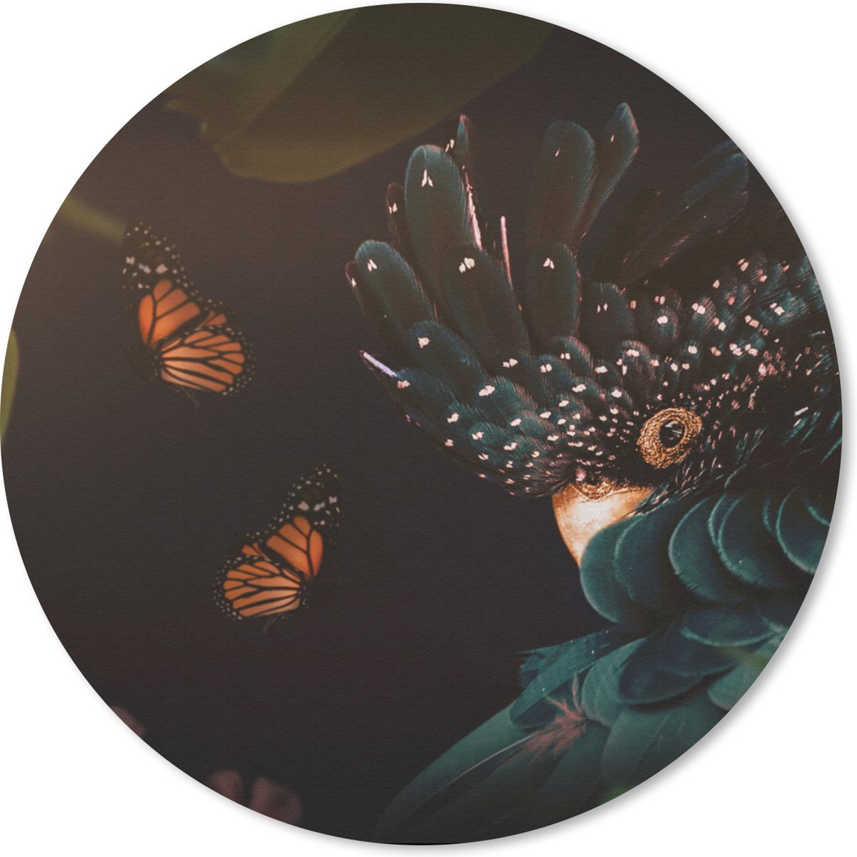 Muismat rond 30x30 cm - Mousepad Vlinders - Planten - Jungle - Ronde muismatten