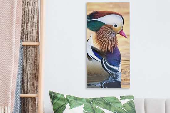 Tableau Peinture Canard - Water - Animal - 20x40 cm - Décoration murale