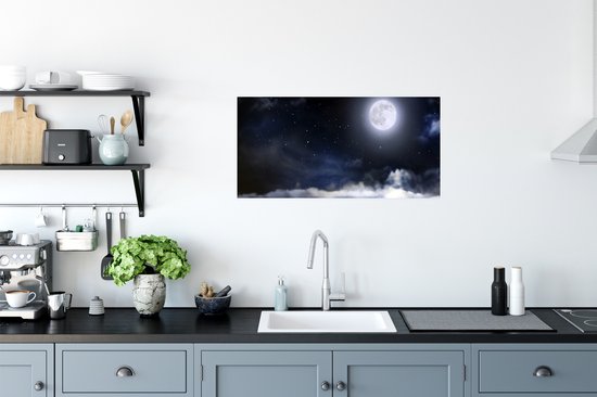 Affiche Lune - Etoiles - Nuages - 80x40 cm