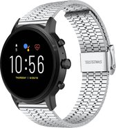 Stalen Smartwatch bandje - Geschikt voor  Fossil Gen 5 roestvrij stalen band - zilver - Strap-it Horlogeband / Polsband / Armband