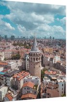 Luchtfoto van de Galatatoren en skyline van Istanbul - Foto op Dibond - 60 x 80 cm