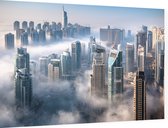 Indrukwekkend skyline van Dubai Marina op een mistige dag - Foto op Dibond - 60 x 40 cm