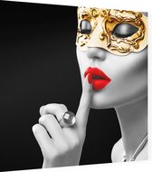 Golden masked woman - Foto op Dibond - 80 x 80 cm