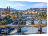 Beroemde bruggen over de Moldau in Praag - Foto op Dibond - 90 x 60 cm