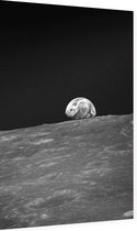 Moon with Earth over horizon (ruimtevaart) - Foto op Dibond - 40 x 60 cm
