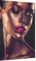 Mooie vrouw met gouden glitters - Foto op Dibond - 40 x 60 cm