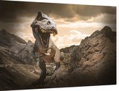 Dinosaurus T-Rex op maanlandschap - Foto op Dibond - 60 x 40 cm