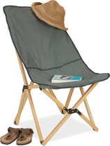 Bol.com Relaxdays campingstoel hout - grijsgroen - vissstoel - klapstoel tuin - vlinderstoel - aanbieding
