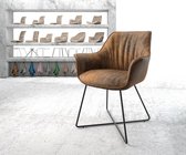 Gestoffeerde-stoel Keila-Flex met armleuning X-frame zwart bruin vintage
