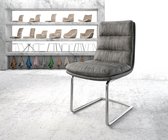 Gestoffeerde-stoel Abelia-Flex sledemodel rond chrom grijs vintage