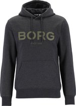 Björn Borg logo hoodie sweater - heren trui met capuchon normale dikte - donkergrijs melange -  Maat: S